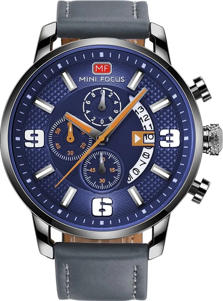 Mini Focus Leon KP23860 Montre Homme Cadran Bleu et Boîtier Gris Mat