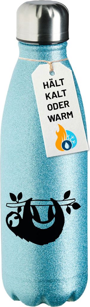 Huuraa Trinkflasche Faultier Silhouette 500ml Blue Edelstahl Wasserflasche Trinkflasche Geschenkidee