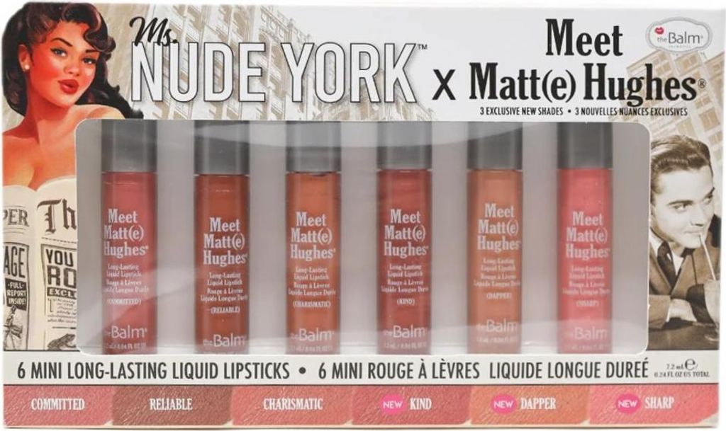 The Balm Ms. Nude York x Meet Matt(e) Hughes Zestaw mini pomadek w płynie, 6 x 1.2 ml