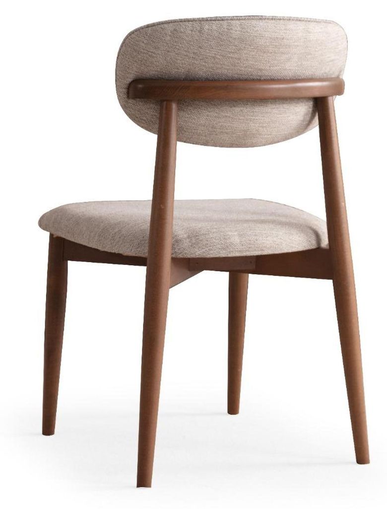 Designer Luxus Modern Esszimmer Stuhl Stühle Sitz Lehn Beige Holz