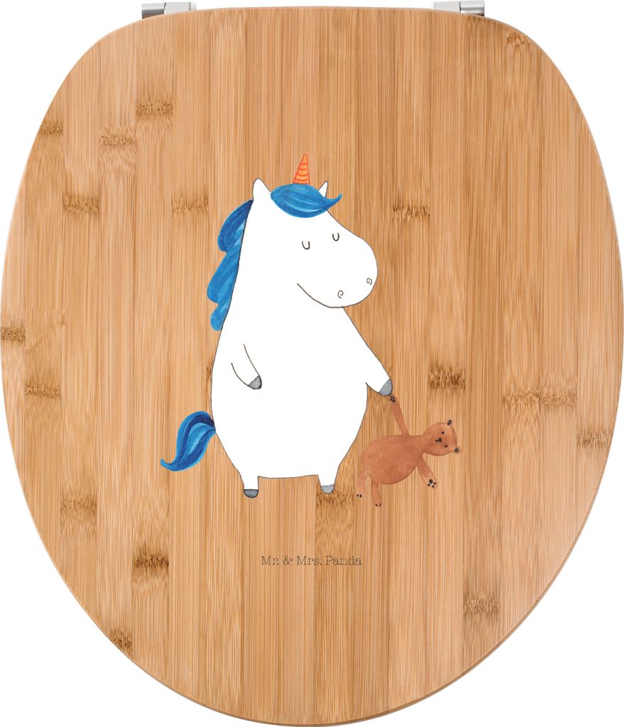Mr. & Mrs. Panda Klobrille Einhorn Teddy - Transparent - Geschenk, klo deckel, WC Brille, Toilettendeckel, Unicorn, Freundin, holz sitz, schlafen, ...