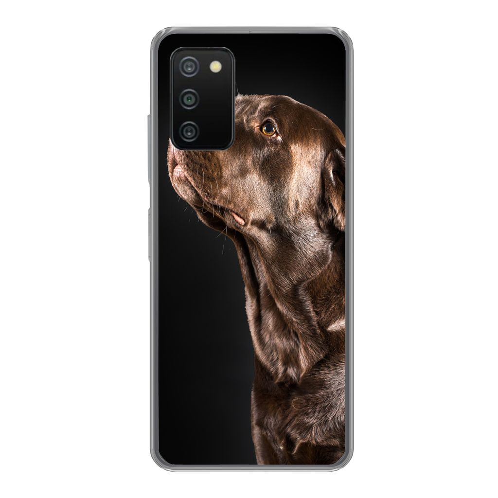 MuchoWow Handyhülle Schutzhülle Hülle für Samsung Galaxy A03s Hund - Braun - Porträt Silikon Softcase Handy Hülle - Schutz