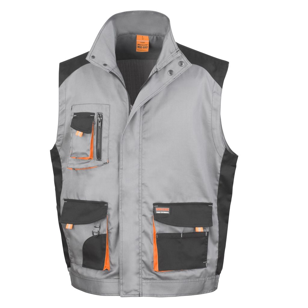 Result Herren Work-Guard Lite Arbeitsgilet / Bodywarmer RW3712 (XS) (Grau/Schwarz/Orange)