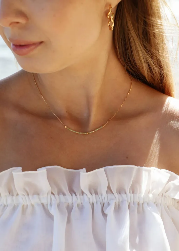 Collier péridot d'août vert olive - Pierre de naissance haute qualité