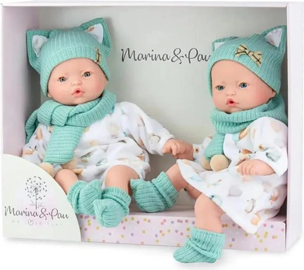 Marina&Pau Pitus Mellizos - Lot de Poupées Bébés Jumeaux 40 cm