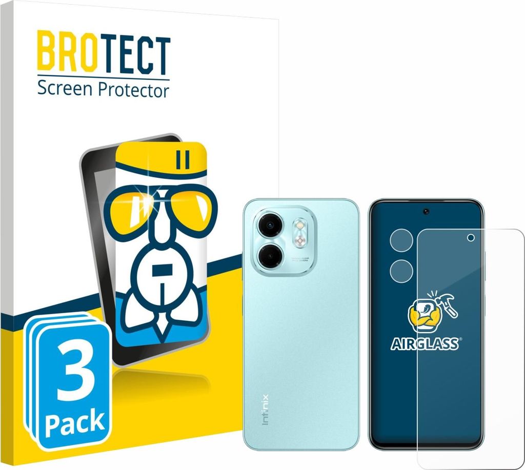 3x BROTECT Schutzglas für Infinix Smart 9 (Display+Kamera) Schutzfolie Panzer Folie Glas Display Schutz klar