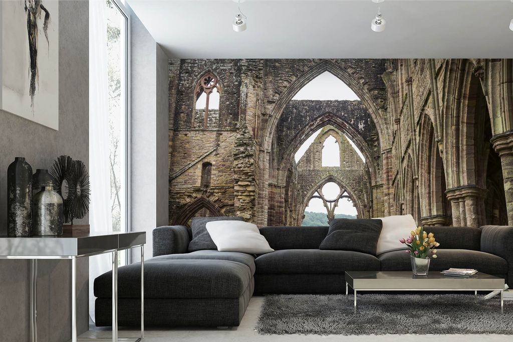 Vlies Fototapete TINTERN ABTEI RUINEN 375 x 250 cm (inkl. Kleister) - Vlies Tapete, Wandtapete, Wandbilder - Tapete für Wohnzimmer Schlafzimmer, B...