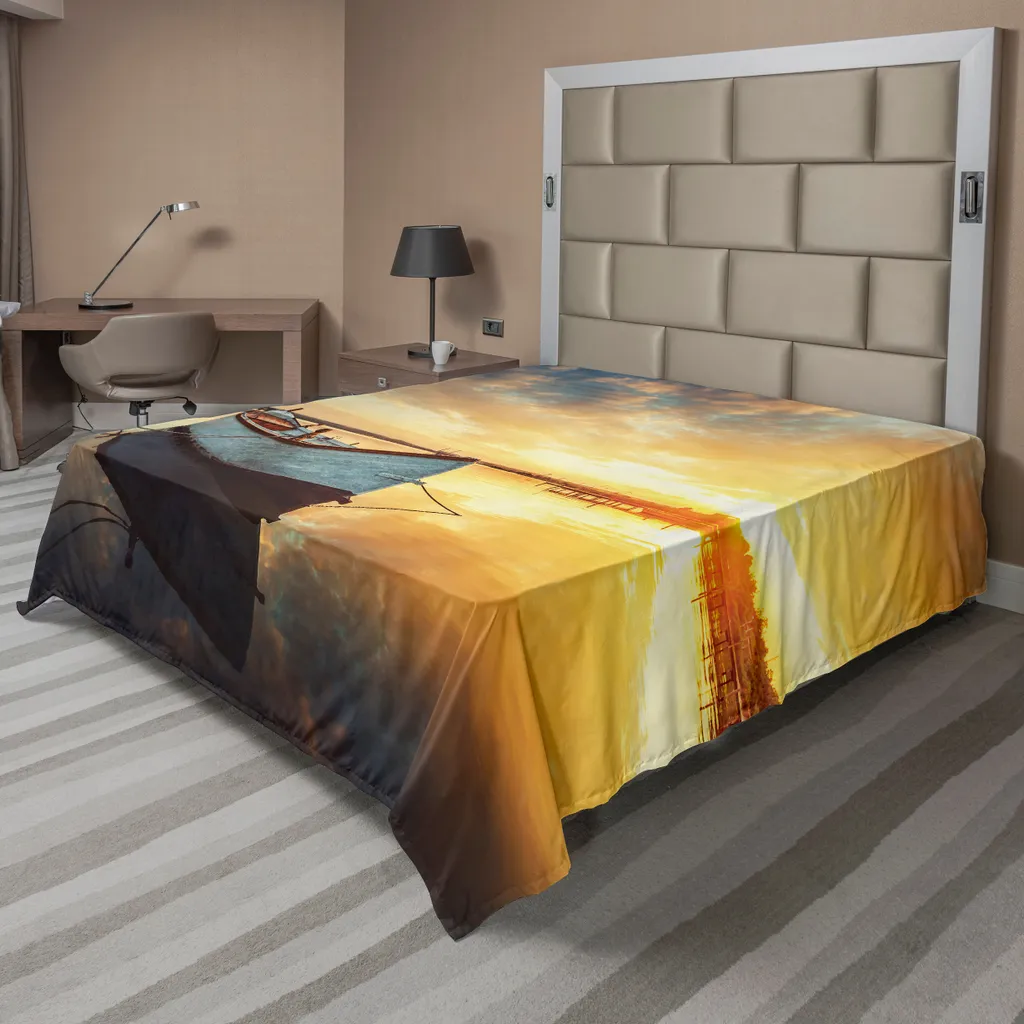 Drap de lit anti-plis et doux, motif bateau relaxant, 244 x 205 cm
