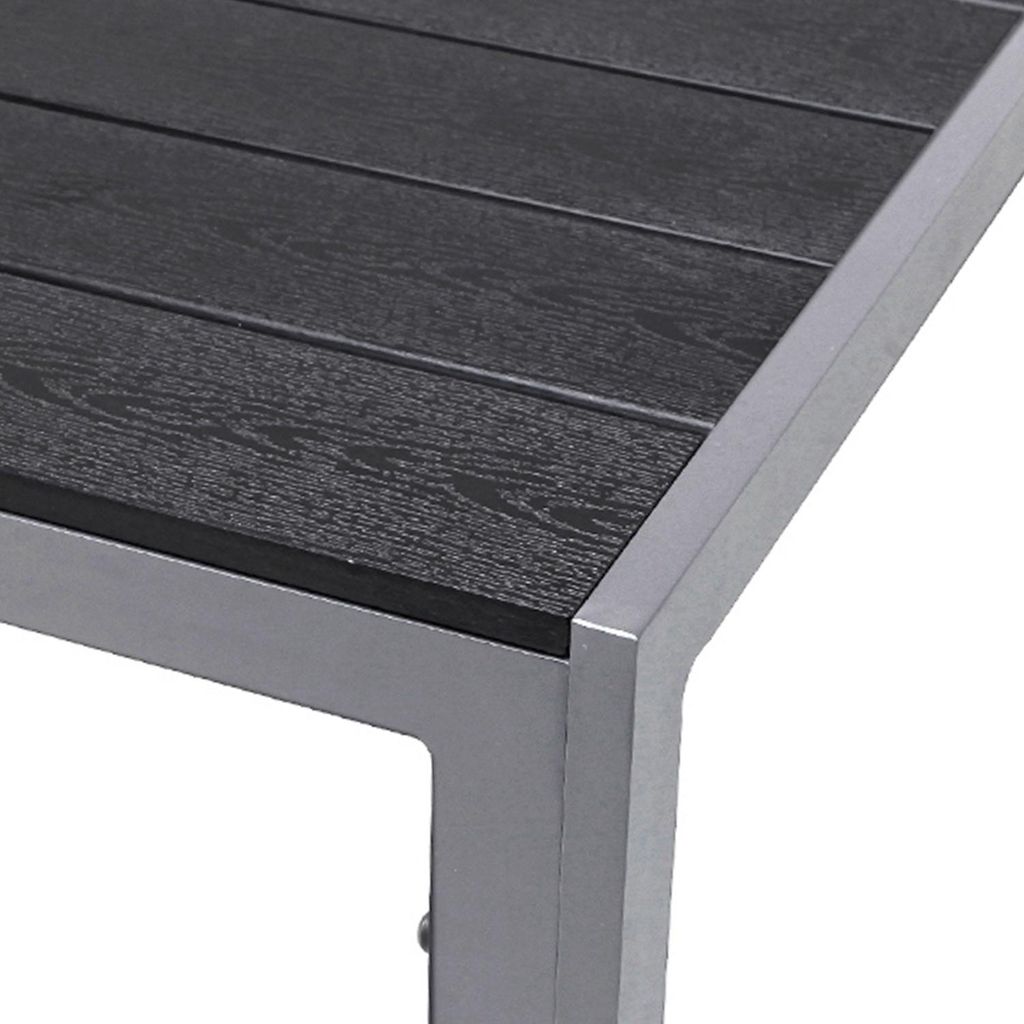 Aluminium Gartentisch Non-Wood Silber / Schwarz 150x90cm Produktbild 