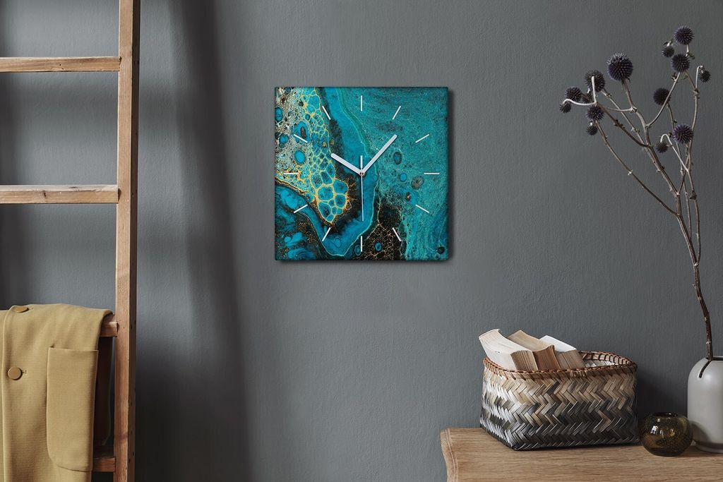 Coloray Hodiny Unikátní 30x30 cm Tiché hodiny Pro obývací pokoj a kuchyň Nástěnné hodiny Plátno Bílé ručičky hodin - abstrakce