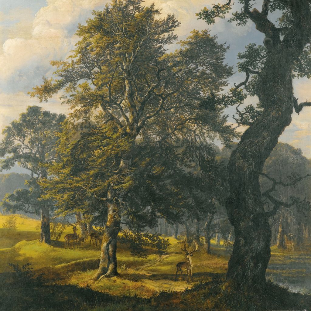 Johan Christian Dahl Kunstdruck Bild - Dyrehave Bei Kopenhagen, 1853 (100 x 100 cm)