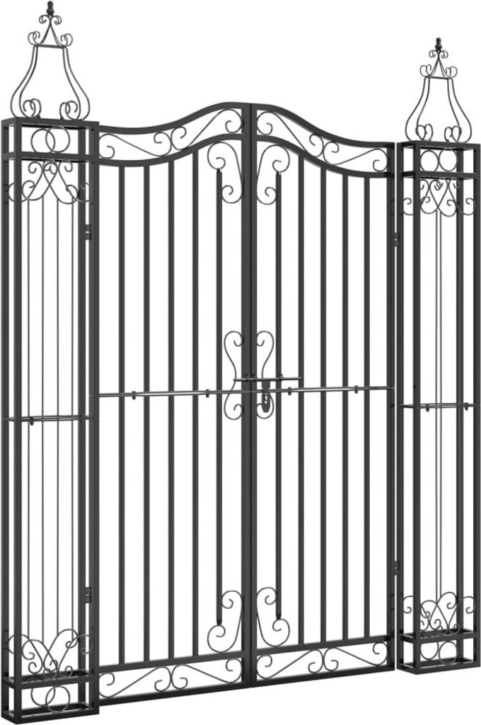 vidaXL Gartentor Schwarz 121x8x150 cm Schmiedeeisen Produktbild 