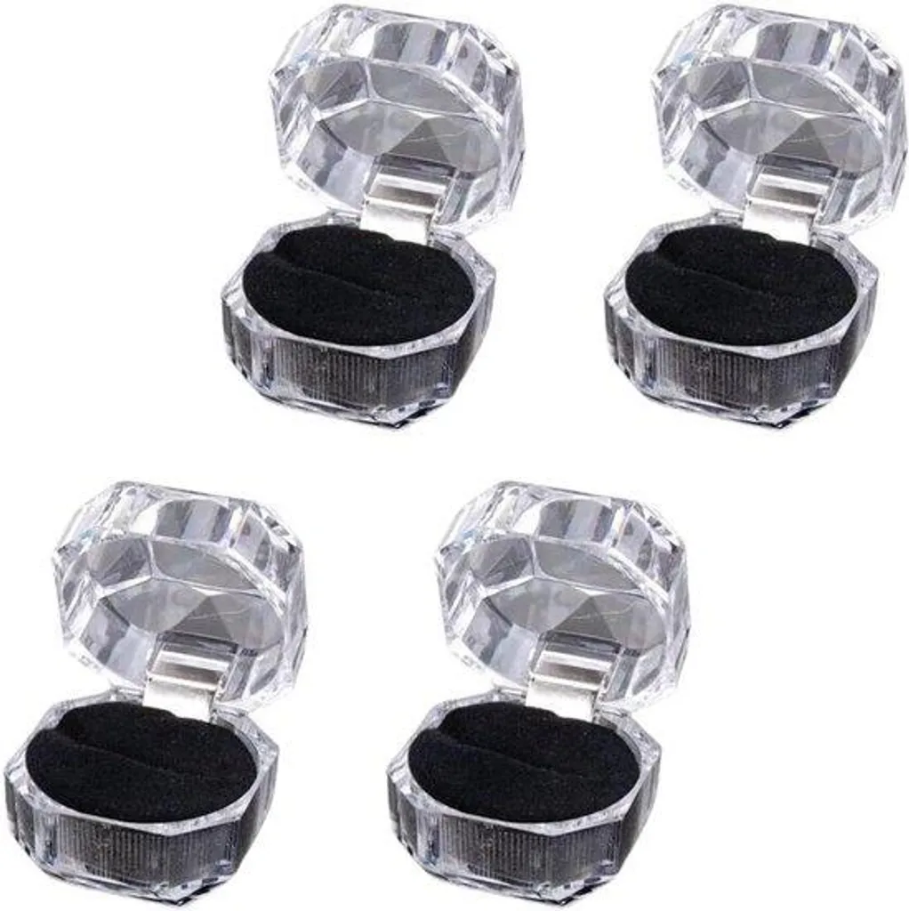 Lot de 4 boîtes à bijoux transparentes en plastique rigide empilables