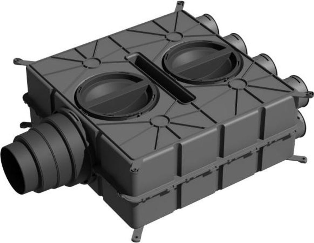 Wolf CWL Excellent Luftverteiler 2577595 8 Stutzen DN 75 mit 4 Verschlusskappen