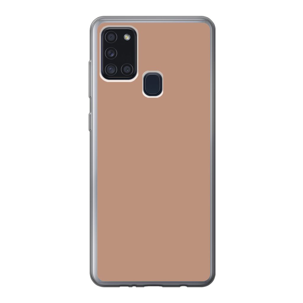 MuchoWow Handyhülle Schutzhülle Hülle für Samsung Galaxy A21s Beige - Farbe - Rosa Silikon Softcase Handy Hülle - Hartschale