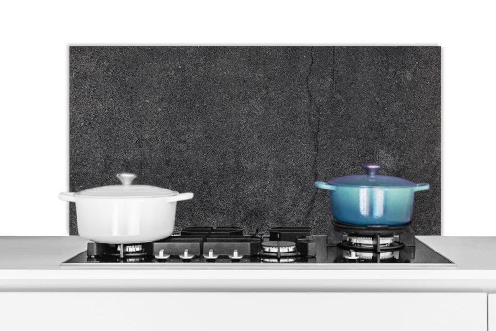 KitchenYeah Spritzschutz Küche - Küchenrückwand - Wandschutz für Herd und Spüle - Beton - Schwarz - Grau - Rustikal - Industriell 100x50 - ...