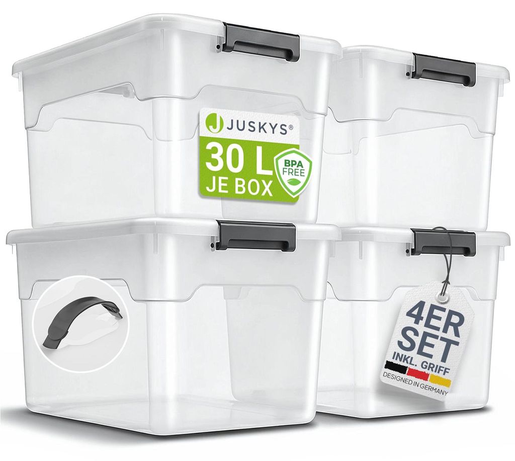 Juskys Aufbewahrungsbox mit Deckel - 4er Set Kunststoff Produktbild 