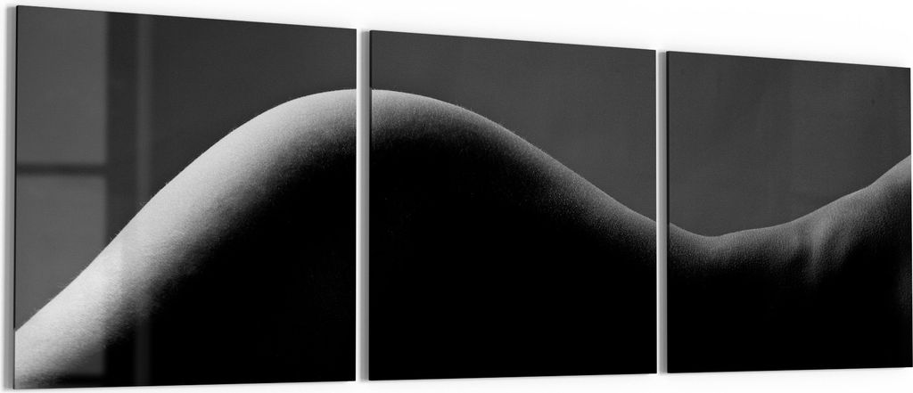 DEQORI Glasbild Echtglas 3x50x50 cm 'Formen im Kontrast' Wandbilder XXL groß