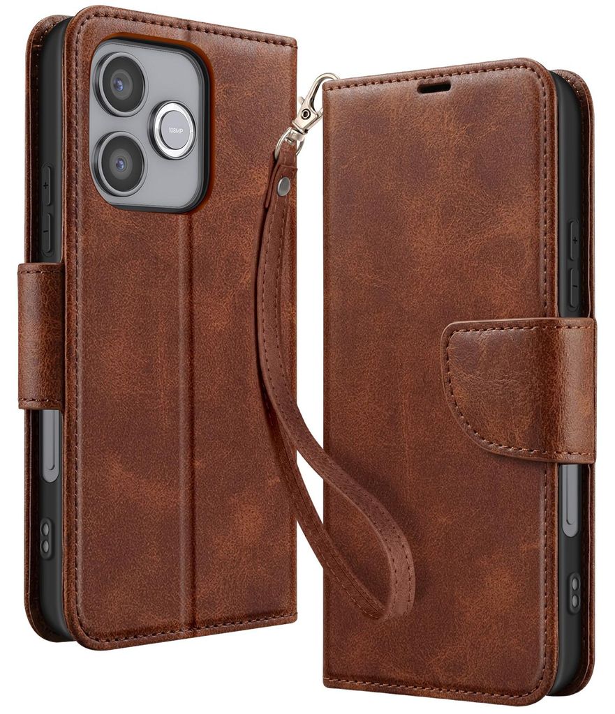 Avizar, Retro Wallet Etui mit Standfunktion für Honor 600 Lite, Hellbraun