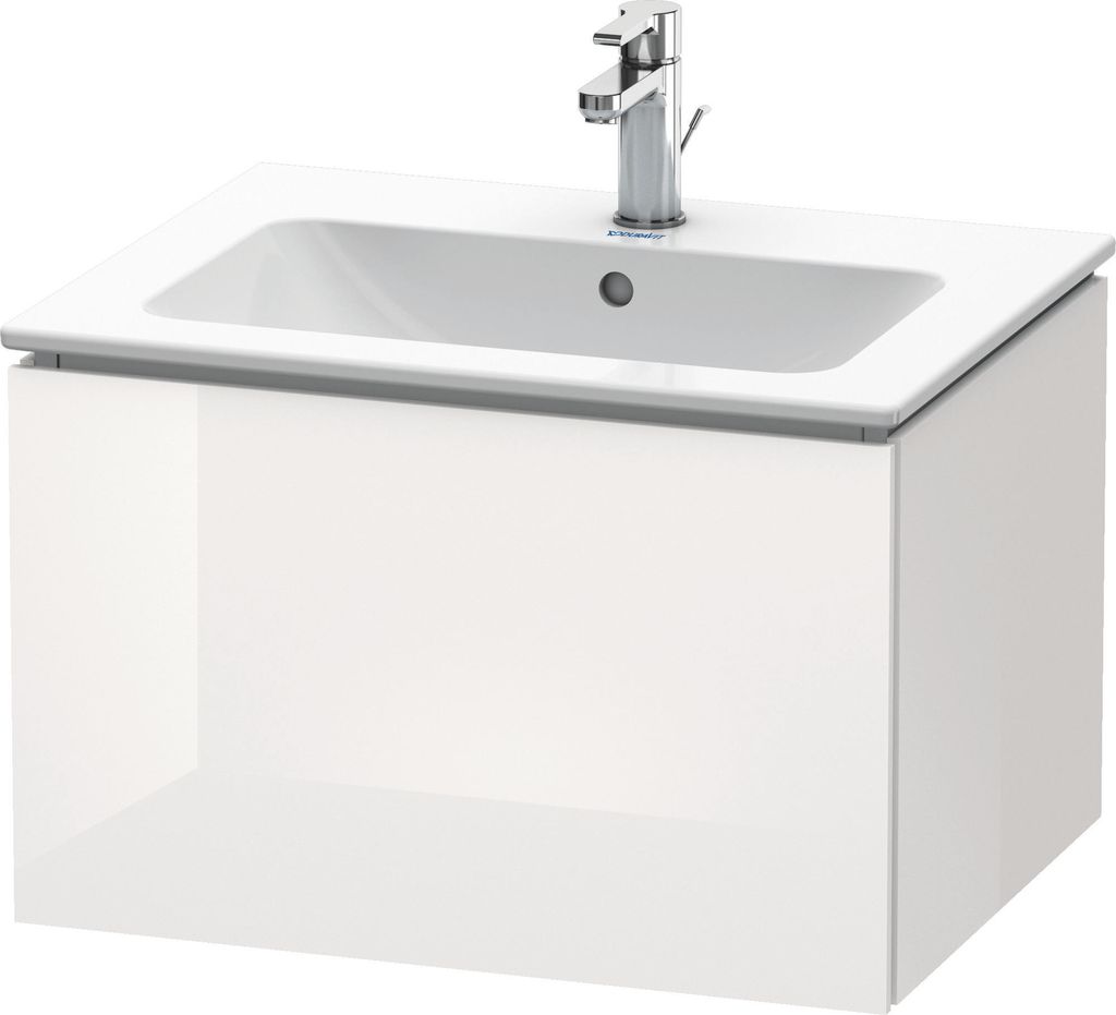 Waschtischunterbau L-CUBE 620x481x400mm weiß hochglanz weiß hochglanz