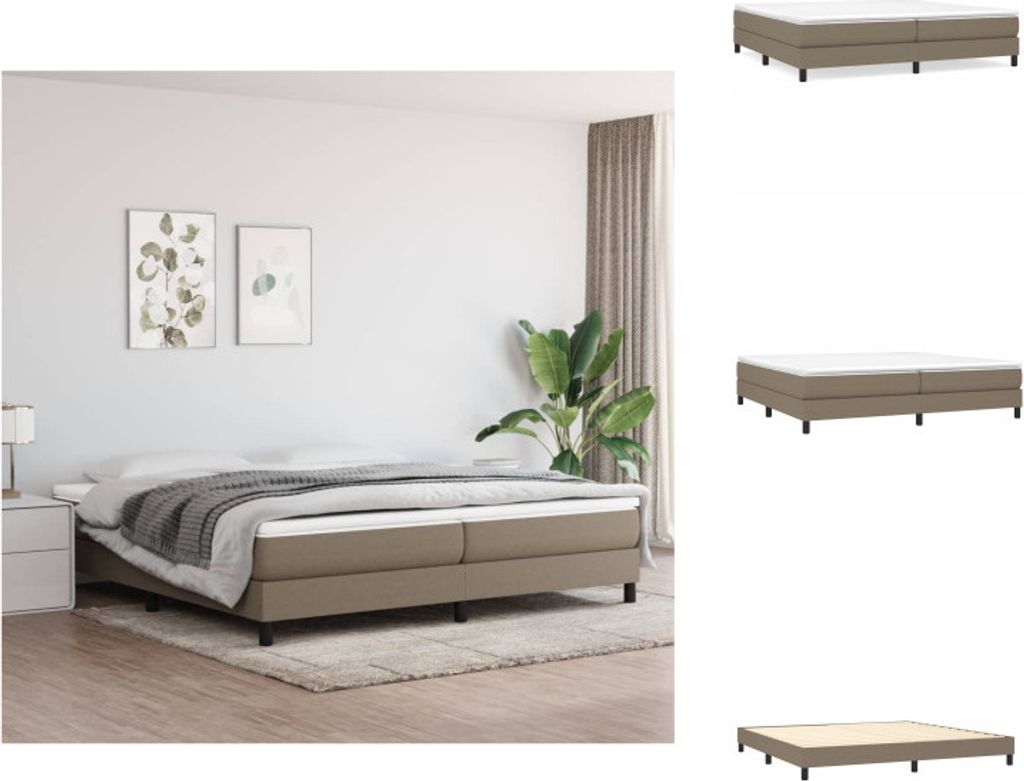 vidaXL Boxspringbett Taupe 200x200 cm Stoff - Betten & Bettgestelle
