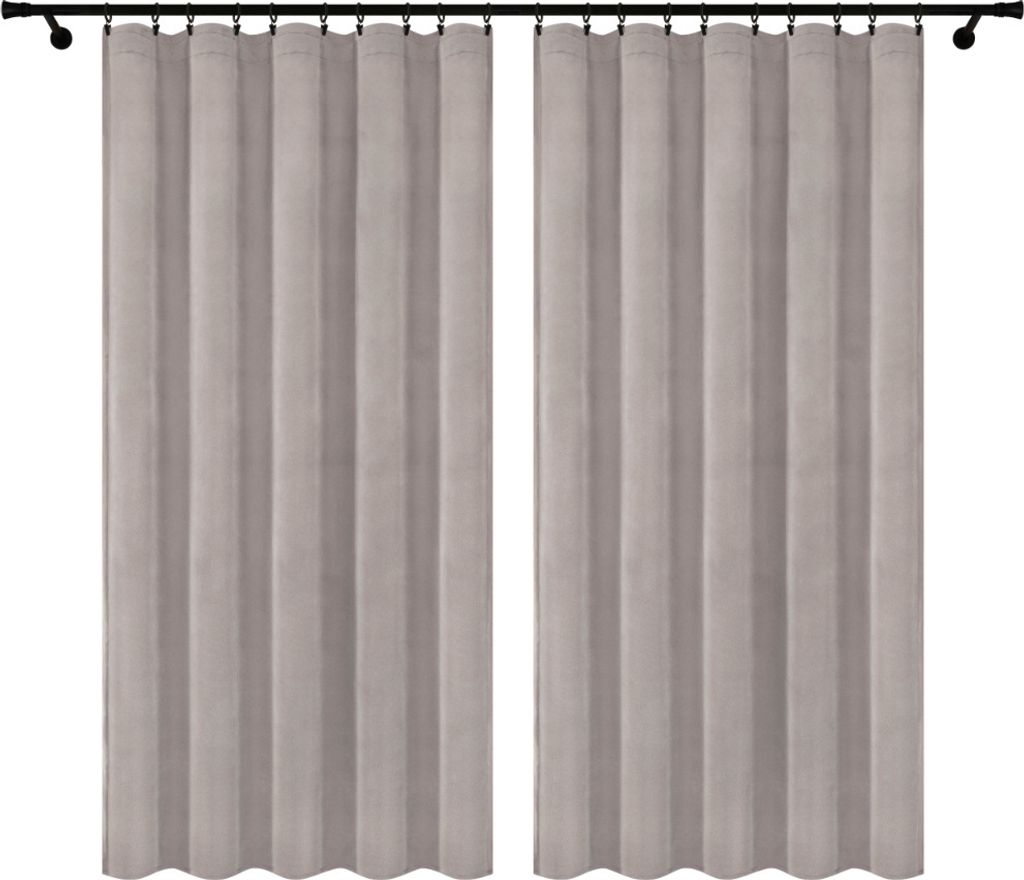 Fertige Vorhänge aus Velours mit Kräuselband 140x260 cm 2 Stücke Grau Blickdichte Gardinen