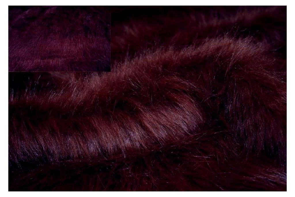 Rotbraunes Kunstfell Langhaarfell für Dekoration, Kuschelfell, Pelzimitat, Stoff zum Nähen, Plüschstoff, Zottelfell, Teddyfell, Fellstoff für T...