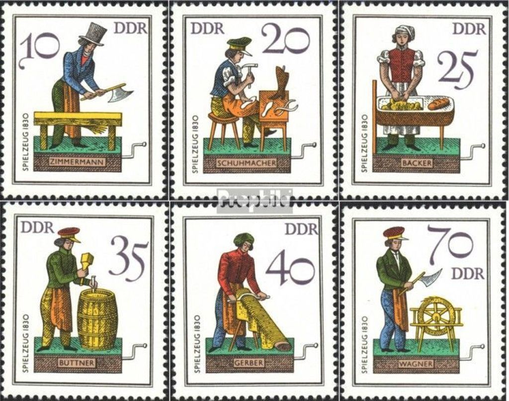 Briefmarken DDR 1982 Mi 2758-2763 (kompl.Ausgabe) postfrisch Historisches Spielzeug (III): Handwerker