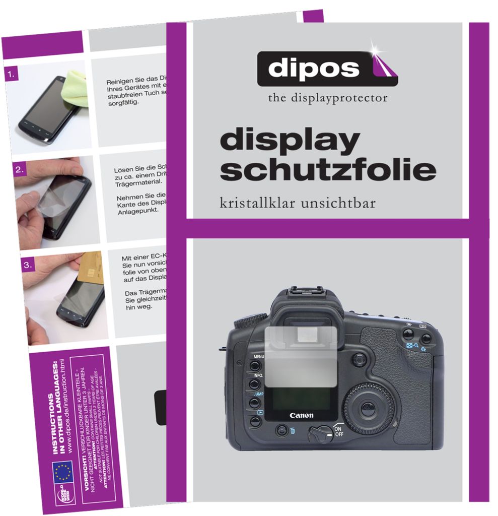 1x Schutzfolie für Canon Eos 30D klar Displayschutzfolie Folie Display Schutz dipos