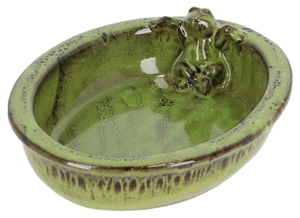Esschert Design | Wasserschale - Vogelbecken - grün - Vogelbad für Wasser und Futter - aus Terracotta - Dekorativ