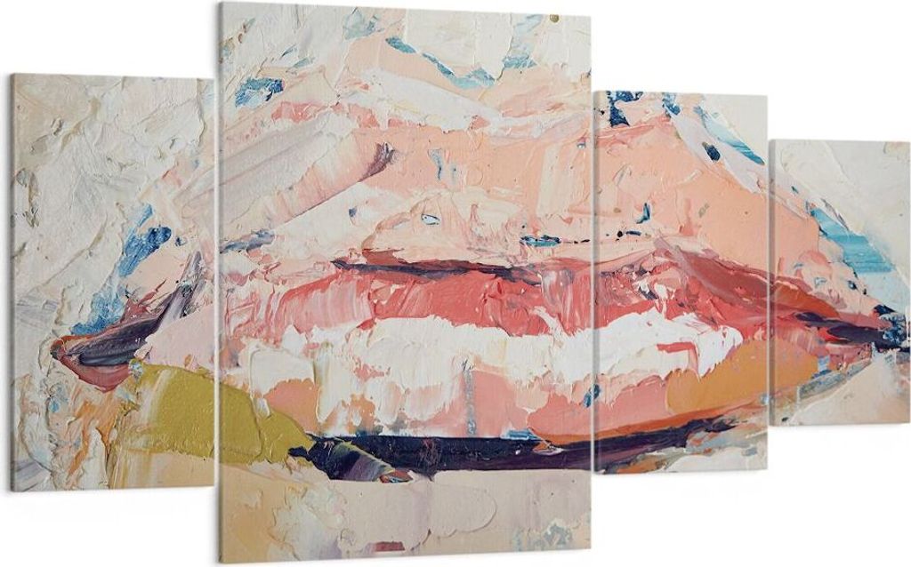 Bild auf Leinwand - Leinwandbild - 4 Teile - Mund pastos Stück - 160x90cm - Wand Bild - Wanddeko - Wandbilder - Leinwanddruck - Bilder - Wanddekor...