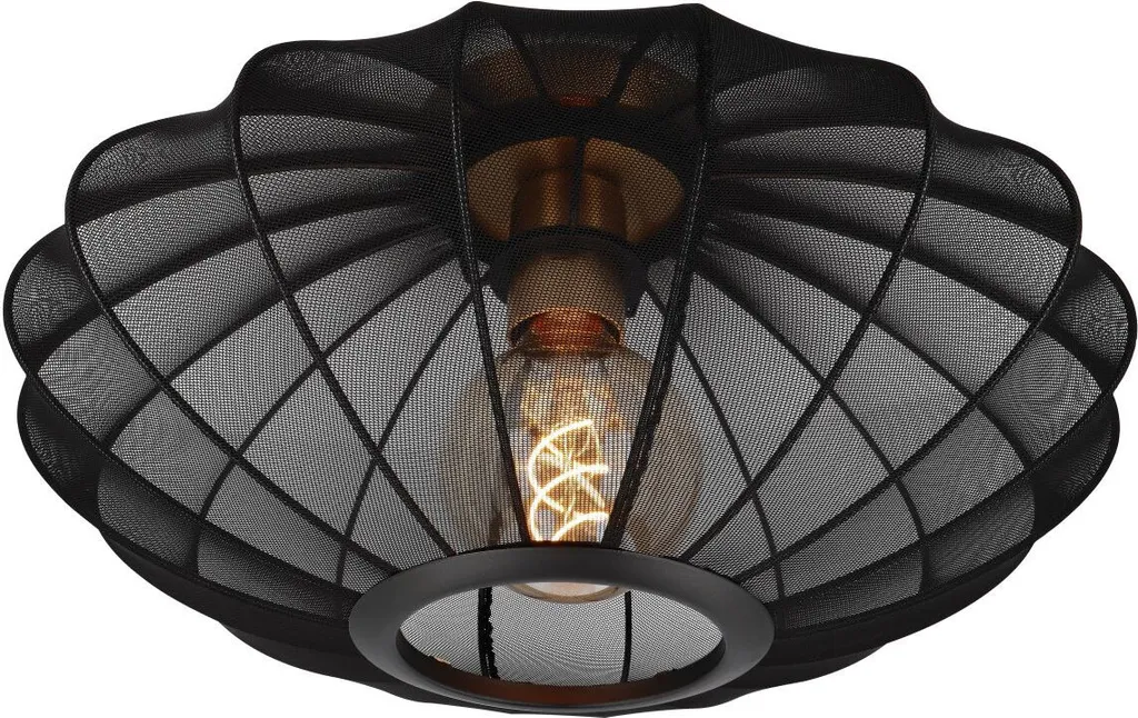 Plafonnier CORINA Lucide ovale en tissu noir 1xE27 40W pour salon