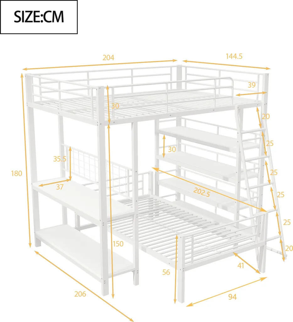 Lit Mezzanine 140x200 cm pour Optimiser l'Espace avec Rangement Blanc - 4