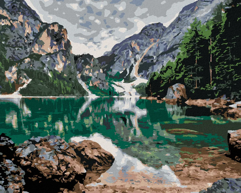 Zuty - Pittura con diamanti - LAGO IN MONTAGNA, 40x50 cm, senza cornice e senza tela