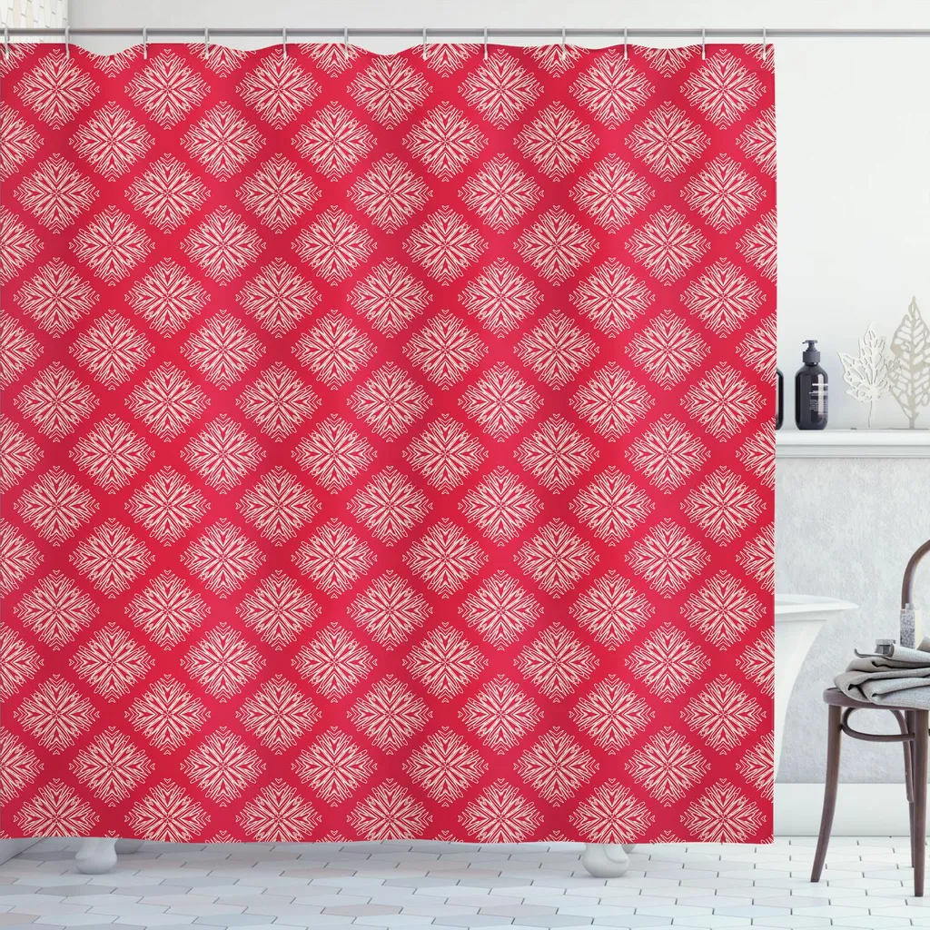 FANSU 3D Gatto Tende da Doccia Antimuffa Impermeabile, Moderne Digitale Stampato Moderne Poliestere Resistente Tessuto Lavabile Tenda della Vasca da Bagno con 12 Ganci (90x180cm,Natale D