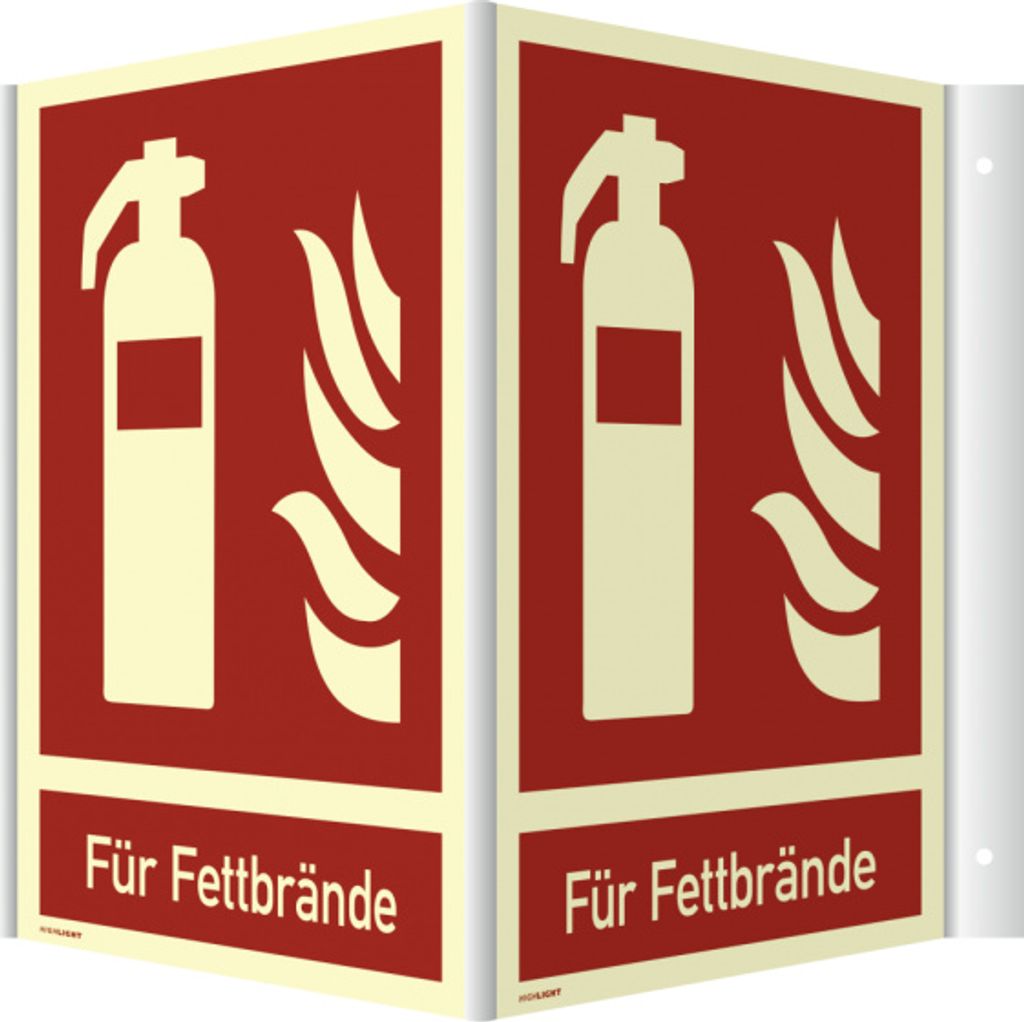 Dreifke Schild Winkels. Feuerlöscher(Für Fettbrände) ISO 7010,Kunstst.,nachl...