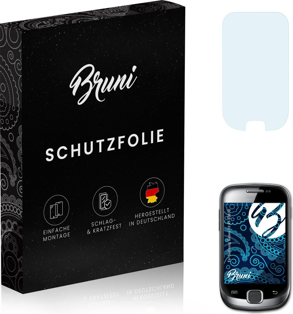 Bruni Basics-Clear 2x Schutzfolie kompatibel mit Samsung Galaxy Fit (GT-S5670) Folie