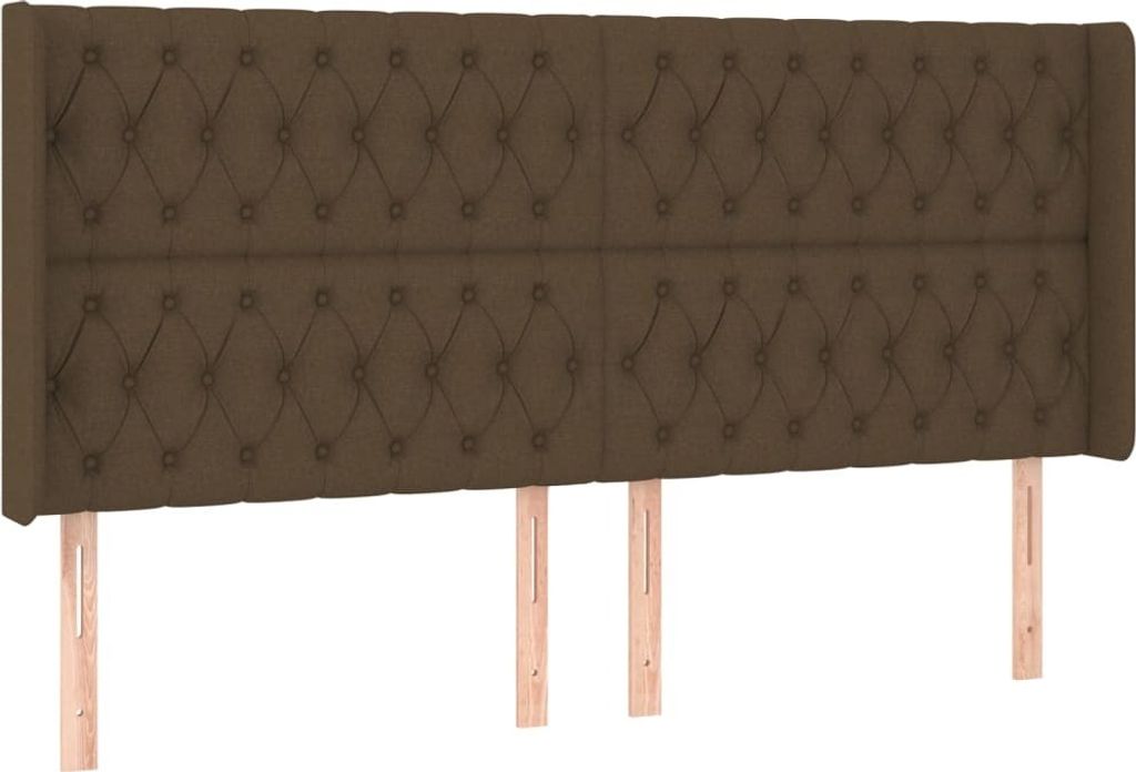 Kopfteil mit Ohren Dunkelbraun 203x16x118/128 cm Stoff