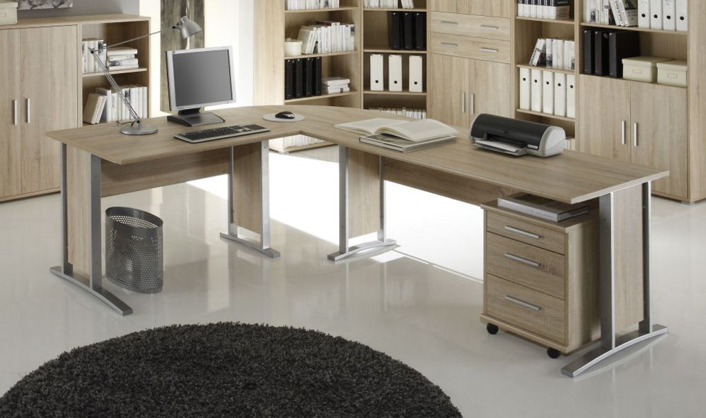 Schreibtisch Computertisch Eckschreibtisch Winkelschreibtisch Büro LEX in Eiche 