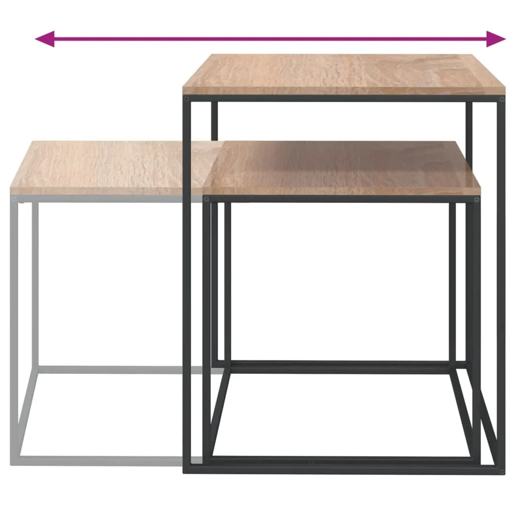 Tavolini Sovrapponibili Industrial 2 Pezzi - Arredo Salotto Moderno - 12