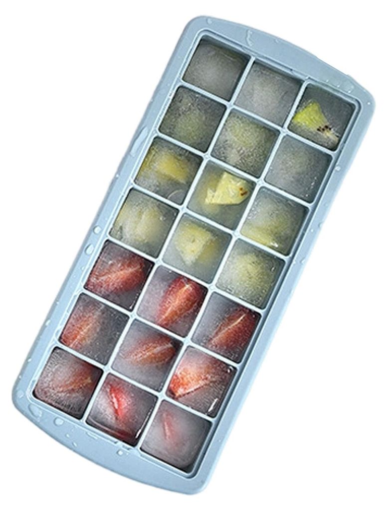 Eiswürfelform mit Deckel, 21 Fächer, große quadratische Silikon-Eiswürfelform, lebensmittelecht, leicht zu lösen, auslaufsicher, für Gefriers...