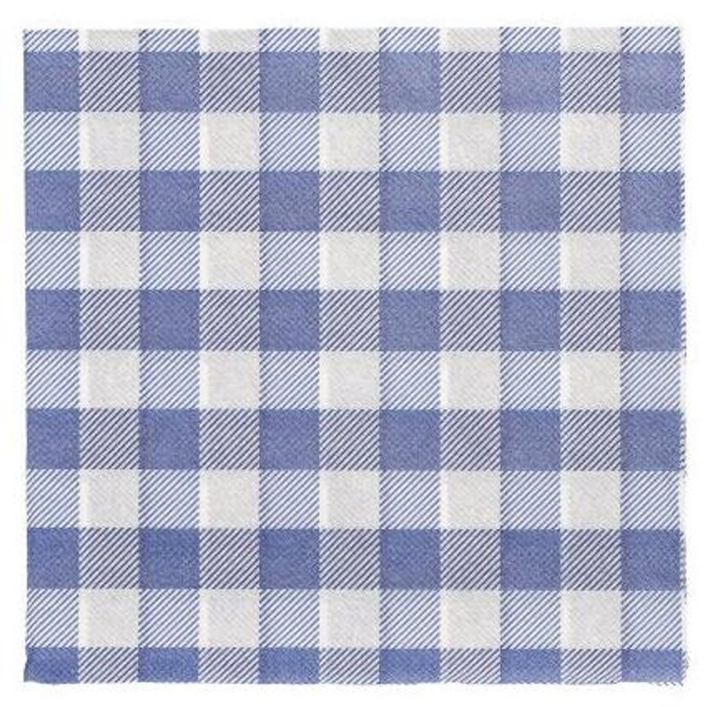 Papstar Servietten, 1-lagig 1/4-Falz 33 x 33 cm blau/weiß "Vichy Karo" 10 x 100 Stück