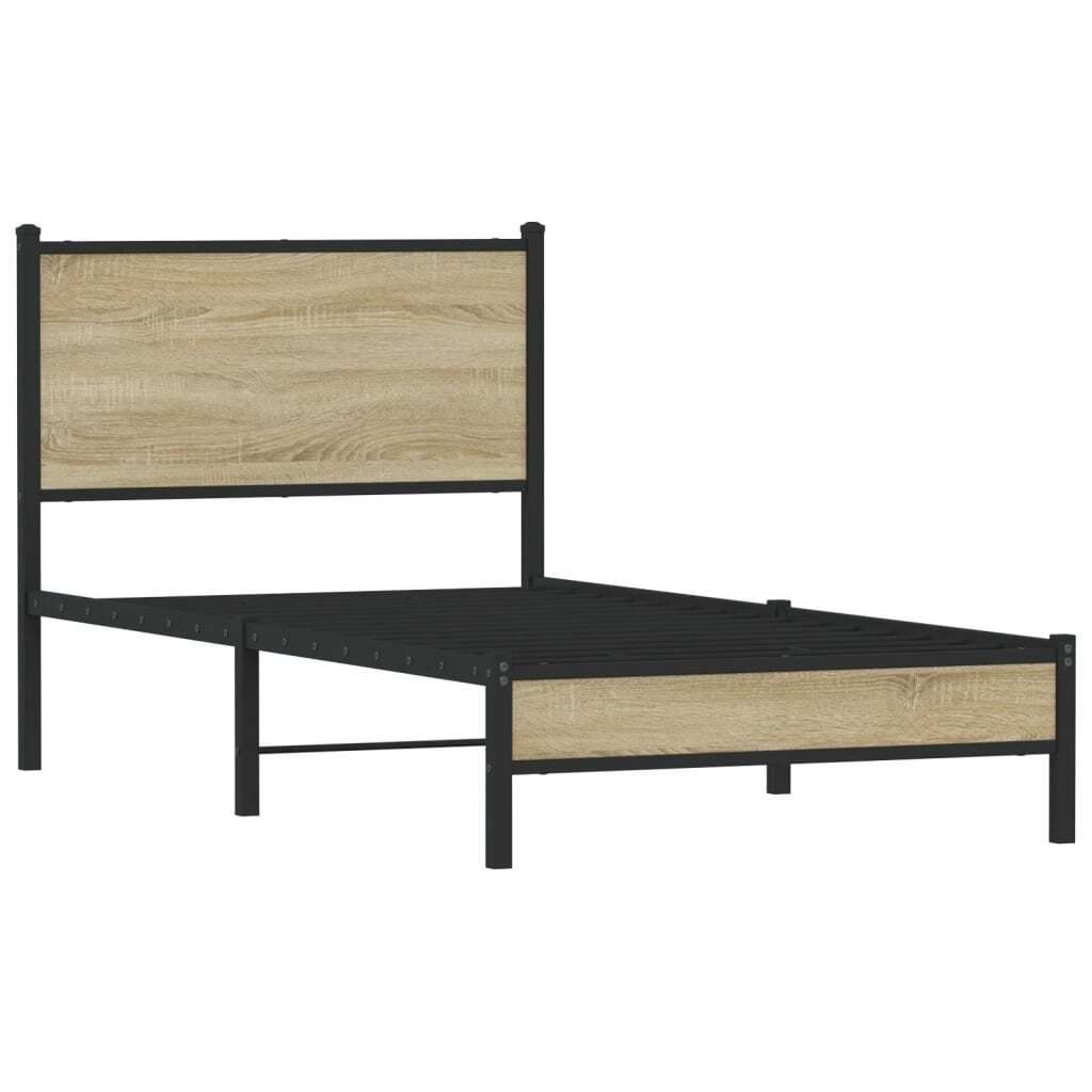 Metallbett ohne Matratze Sonoma-Eiche 75x190 cm