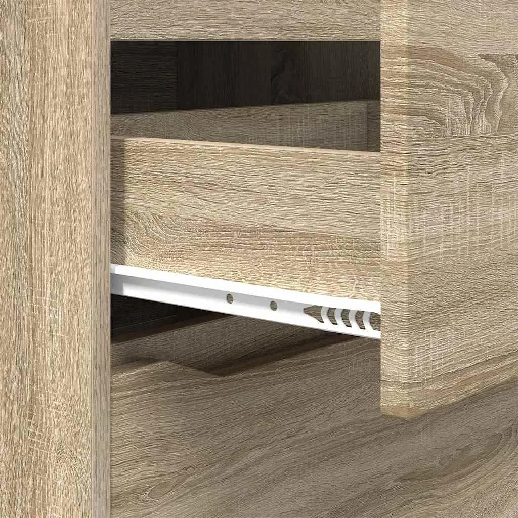 2 Armoires Robustes Chêne Sonoma - Buffet Bas Rangement 80cm x 105cm - 10