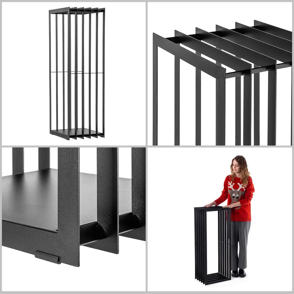Support à bois Premium pour cheminée - Rack de rangement Modèle 2682