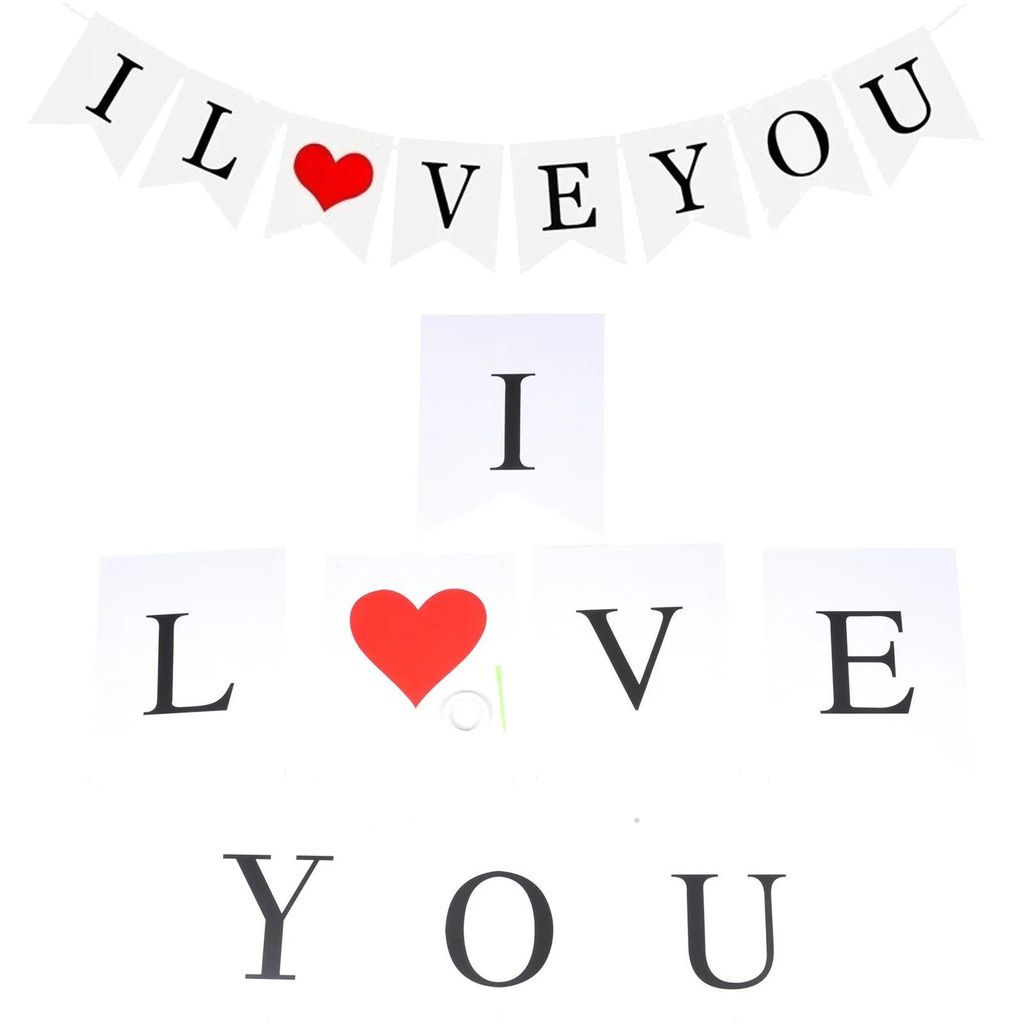 Girlanda baner i love you czerwone serce walentynki Zdjęcie produktu 