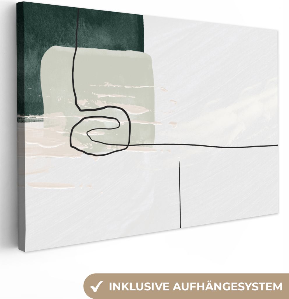 OneMillionCanvasses - Leinwandbilder - 150x100 cm, Abstrakt - Kunst - Grün - Weiß - Farbe, Wandbilder Kunstdruck Wanddekoration - Foto auf Lein...