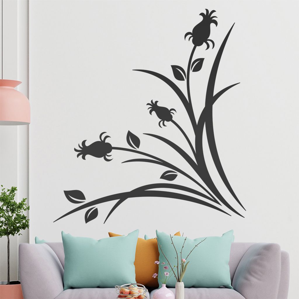 Ornamente - Blumen - Blüten Wandtattoo in 6 Größen - Wandaufkleber Wall Sticker - Dekoration, Küche, Wohnzimmer, Schlafzimmer, Badezimmer