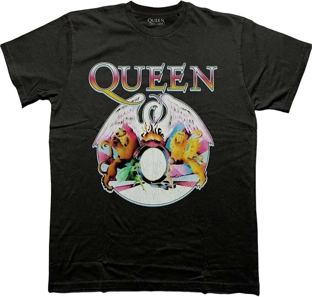 T-shirt Queen Multi Colour Crest Black en coton premium - Taille M