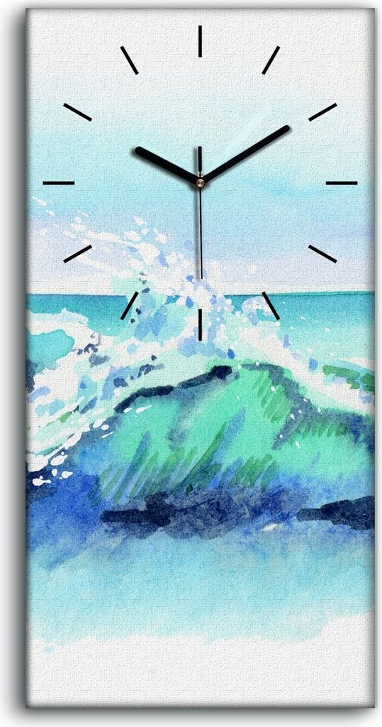 Wanduhr Uhr Wandbild Leinwand Quarz 30x60 Aquarell Produktbild 